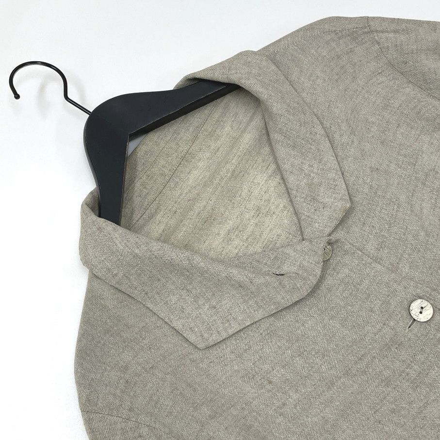 慈雨【40】ベージュ 長袖ジャケット アウター 日本製 レディース 生地 コットン リネン 綿麻 大人可愛い アシメ マツオ センソユニコ じう_画像2