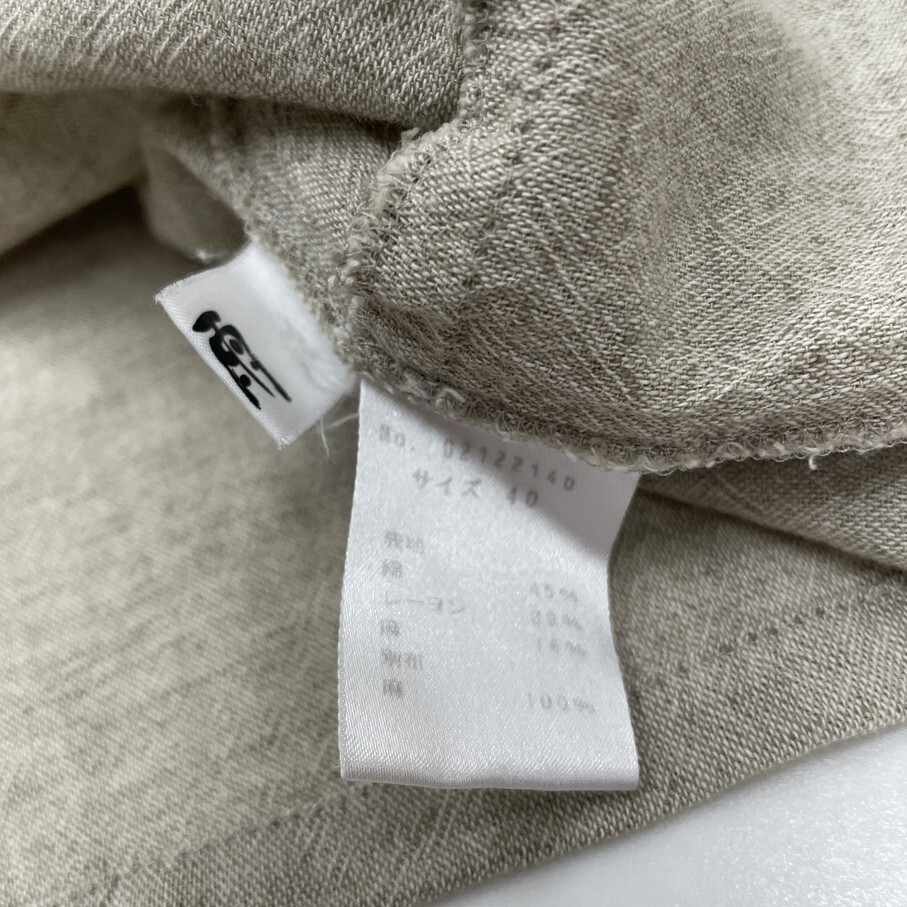 慈雨【40】ベージュ 長袖ジャケット アウター 日本製 レディース 生地 コットン リネン 綿麻 大人可愛い アシメ マツオ センソユニコ じう_画像6