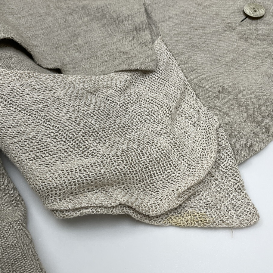 慈雨【40】ベージュ 長袖ジャケット アウター 日本製 レディース 生地 コットン リネン 綿麻 大人可愛い アシメ マツオ センソユニコ じう_画像3