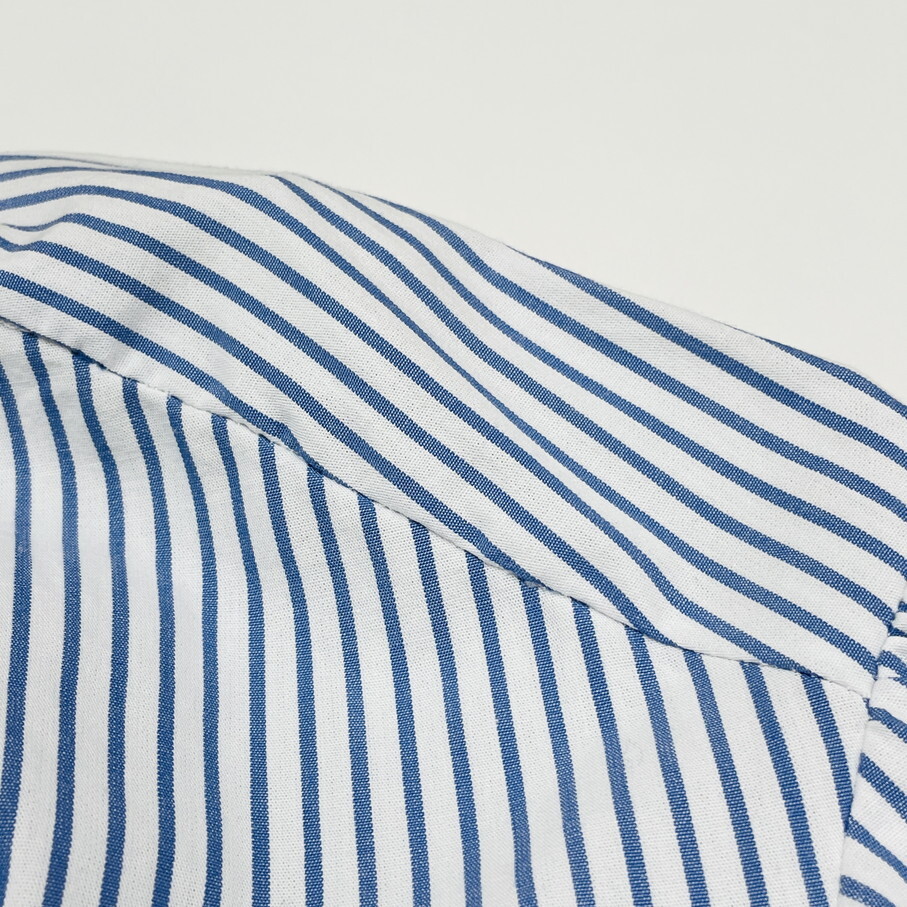 ZARA /M/ ストライプ 長(zhǎng)袖シャツ ショート丈 トップス レディース ホワイトブルー カジュアル スポーツゴルフ 大人可愛(ài)い生地コットン ザラ
