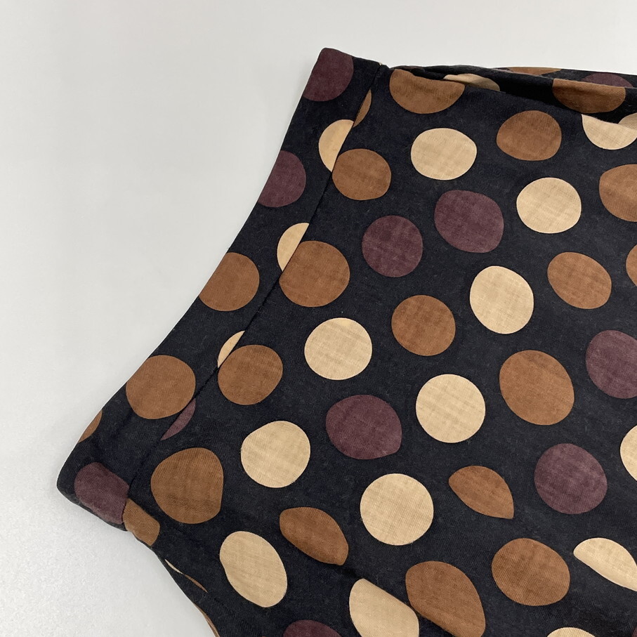 SUNAO KUWAHARA /2/ ブラック×ブラウン ロングスカート レディース 日本製 ドット柄 水玉 生地ウール マツオ センソユニコ スナオクワハラ_画像2