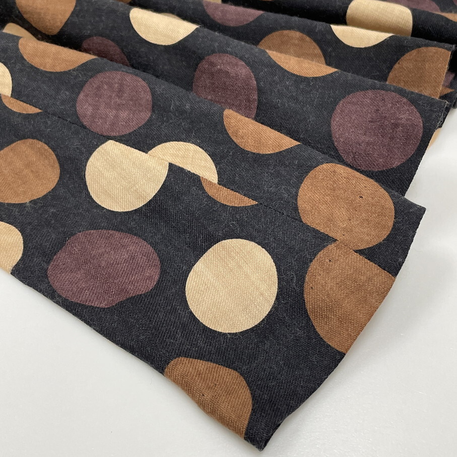 SUNAO KUWAHARA /2/ ブラック×ブラウン ロングスカート レディース 日本製 ドット柄 水玉 生地ウール マツオ センソユニコ スナオクワハラ_画像3