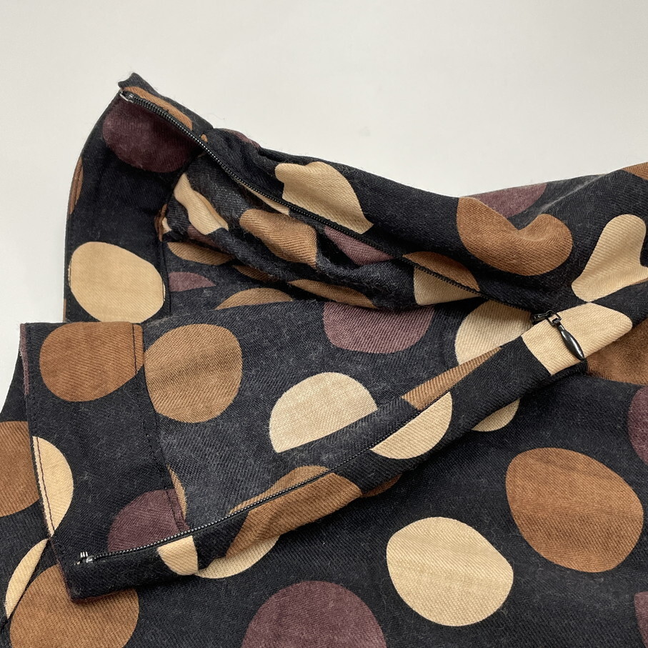 SUNAO KUWAHARA /2/ ブラック×ブラウン ロングスカート レディース 日本製 ドット柄 水玉 生地ウール マツオ センソユニコ スナオクワハラ_画像5