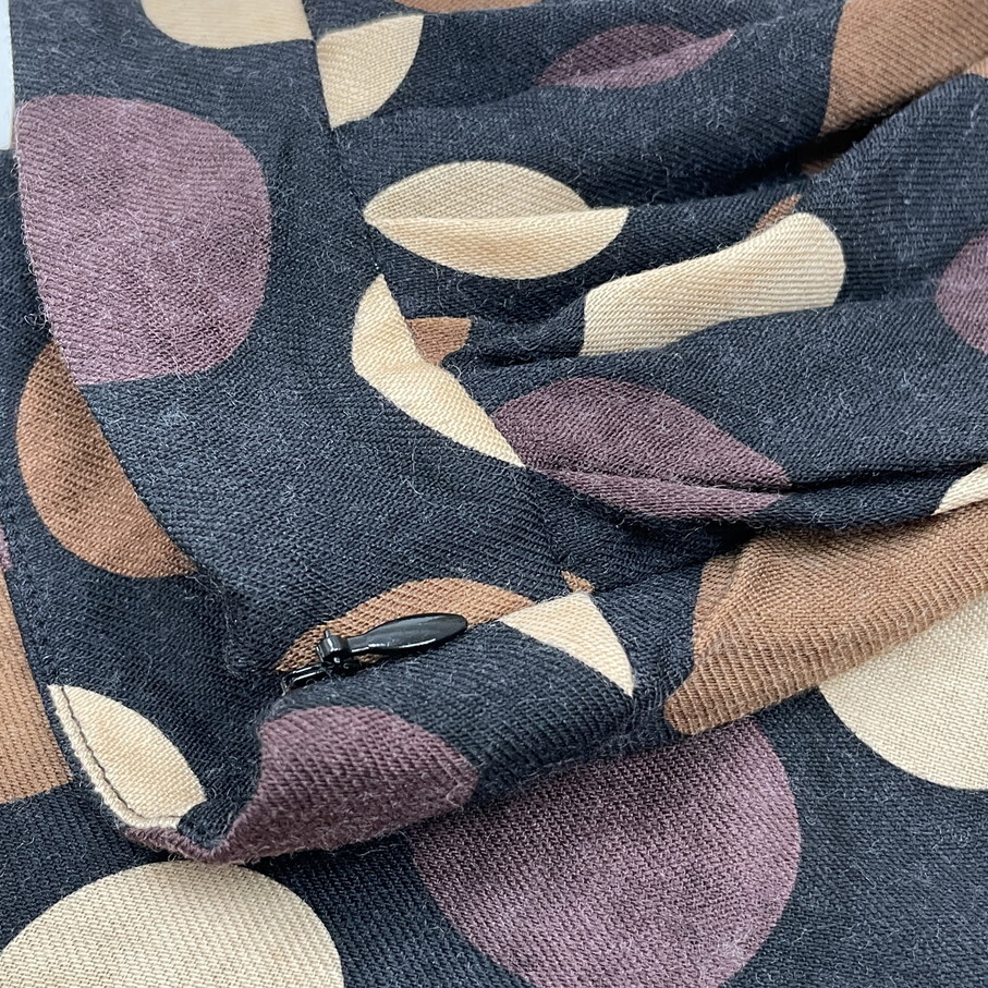 SUNAO KUWAHARA /2/ ブラック×ブラウン ロングスカート レディース 日本製 ドット柄 水玉 生地ウール マツオ センソユニコ スナオクワハラ_画像4