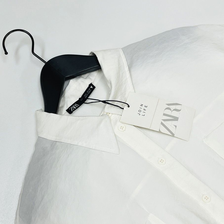 ZARA /L/ ホワイト シャツ ブラウス トップス レディース タグ付き カジュアル 通勤 フェミニン 大人可愛い生地 ガーリー デイリー ザラ_画像2