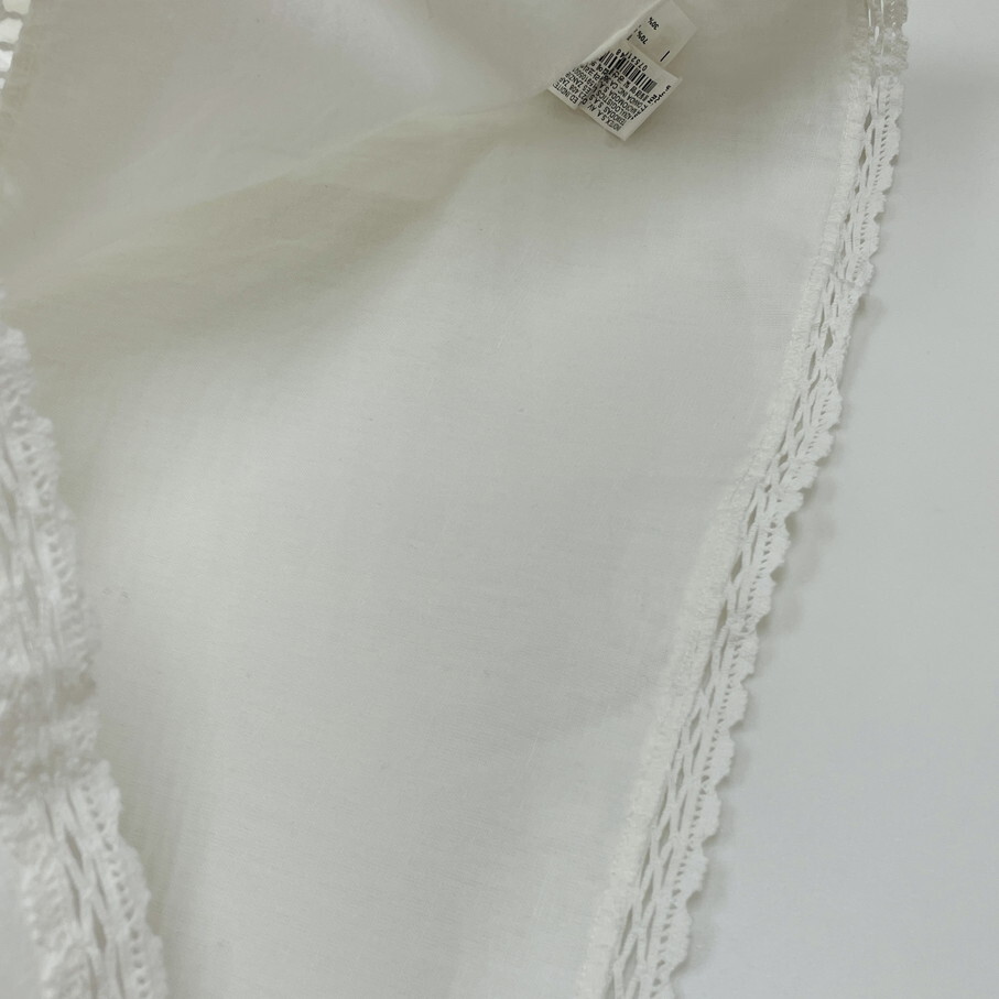 ZARA /L/ ホワイト 長袖ブラウス レディース カジュアル レーストップス 通勤 フェミニン 大人可愛い生地コットン リネン デイリー ザラ_画像6