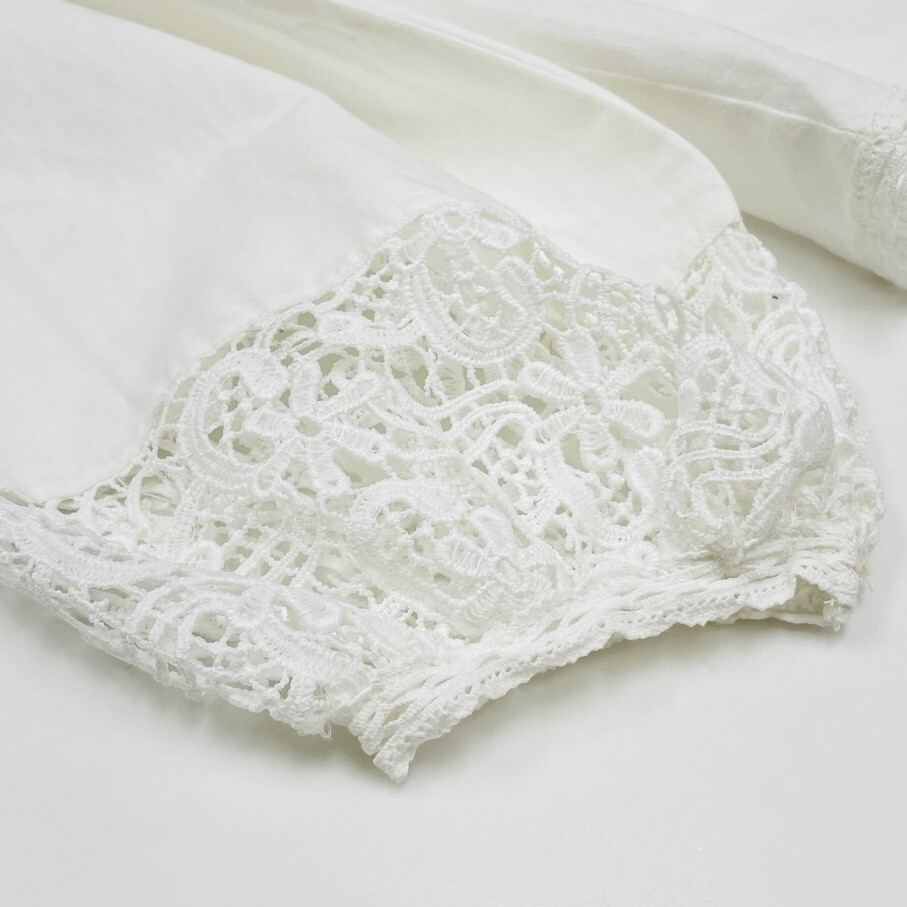 ZARA /L/ ホワイト 長袖ブラウス レディース カジュアル レーストップス 通勤 フェミニン 大人可愛い生地コットン リネン デイリー ザラ_画像3