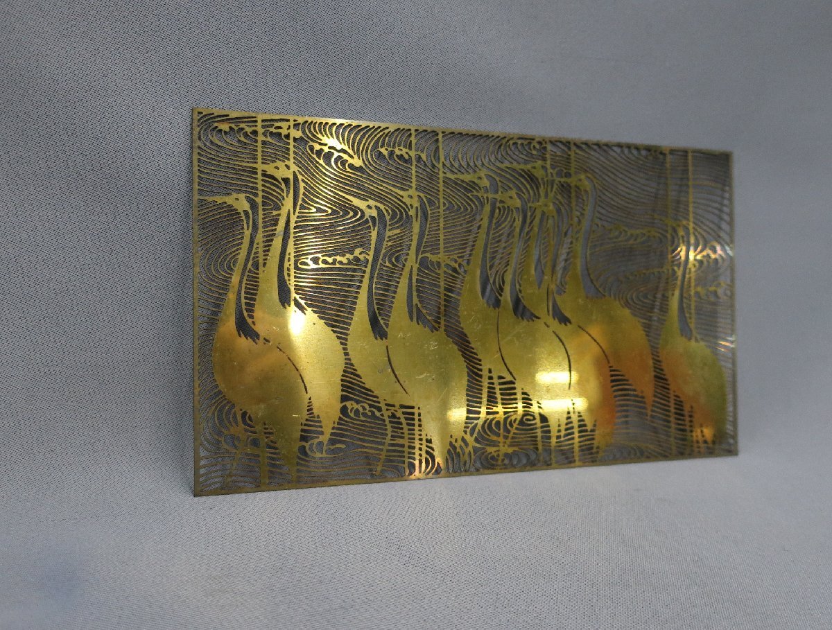 【K-2760】つる　ツル　鶴　エッチング　真鍮　１枚 　左向　_画像2