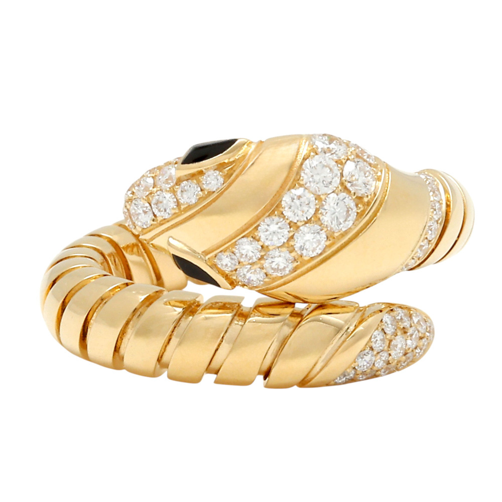  BVLGARY tubo газ K18 желтое золото кольцо б/у 