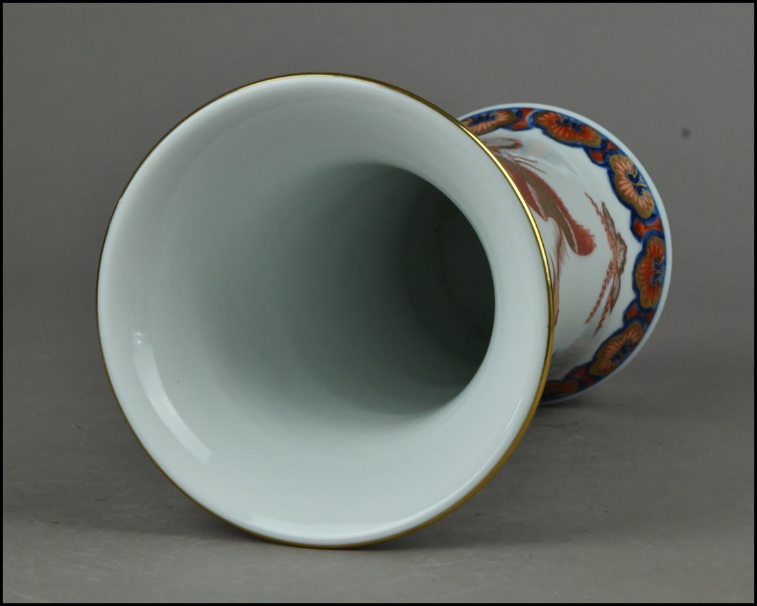 【ACT】有田焼【哲山作】金彩色絵 鳳凰図 尊式 花瓶 花入 飾壷 美術品 高さ24.5cm A7-729D_画像8