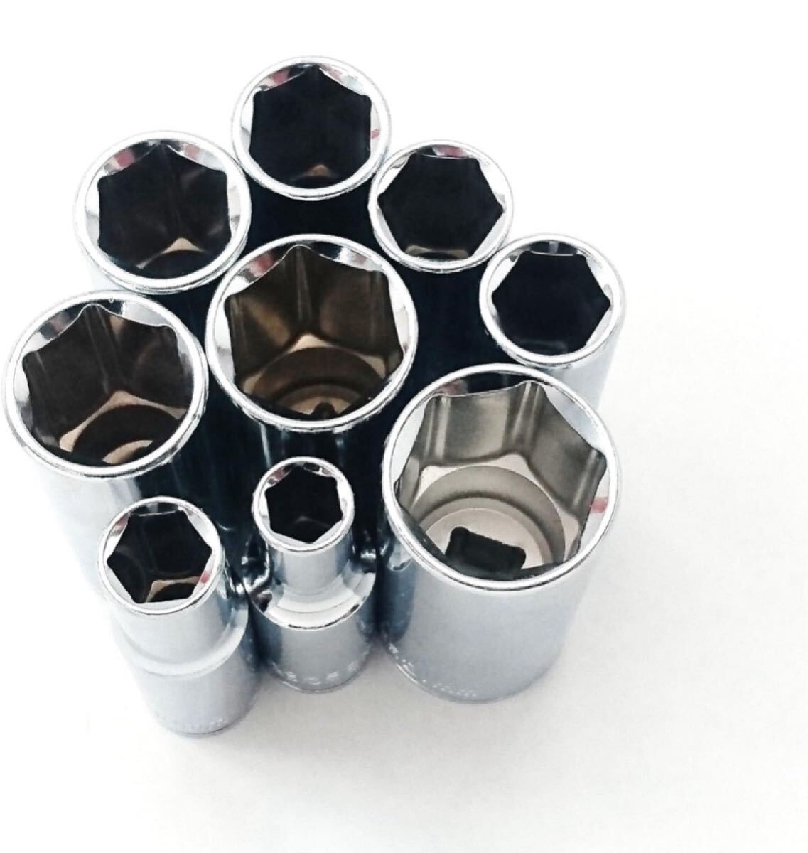 角利(KAKURI) ディープソケットセット 9本組 全長64mm 差込9.5mm角(3/8inch) 8/10/12/13/14/15/17/19/21mm ロングタイプ MDS-9_画像2