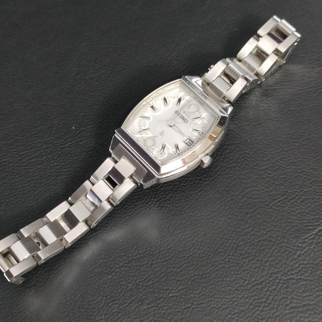 ✨極美品✨ セイコー ルキア IK 腕時計 トノー型 電波ソーラー デイト 箱 美品 SEIKO セイコー ルキア トノー ホワイト シルバー ソーラー