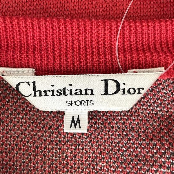 #wxc クリスチャンディオール ChristianDior SPORTS ニット セーター M 赤系 ヴィンテージ 植物柄 レディース [957746]