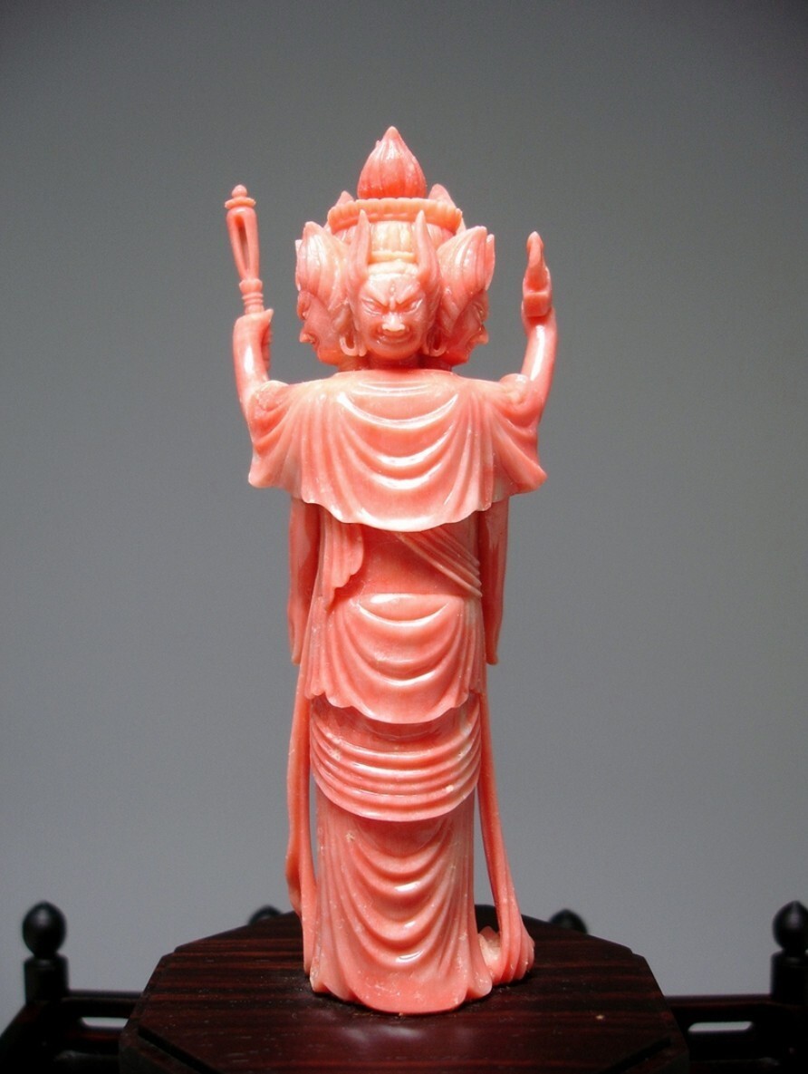 馬頭観音像 本珊瑚 サンゴ 珊瑚彫刻 仏像 美術品 宝石 原石 天然石 誕生石 柴田晩仙 作】 馬頭観音 珊瑚 サンゴ 珊瑚彫刻 仏像 原石 宝石