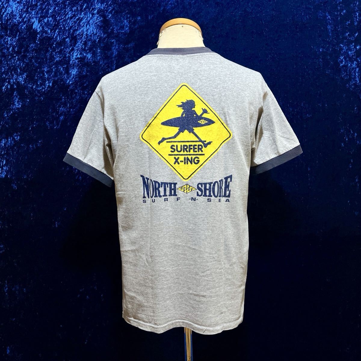 Anvil バータグ SURFER X-ING リンガー Tシャツ 検索: 古着 アンビル リンガーT サーフィン 霜降り_画像1