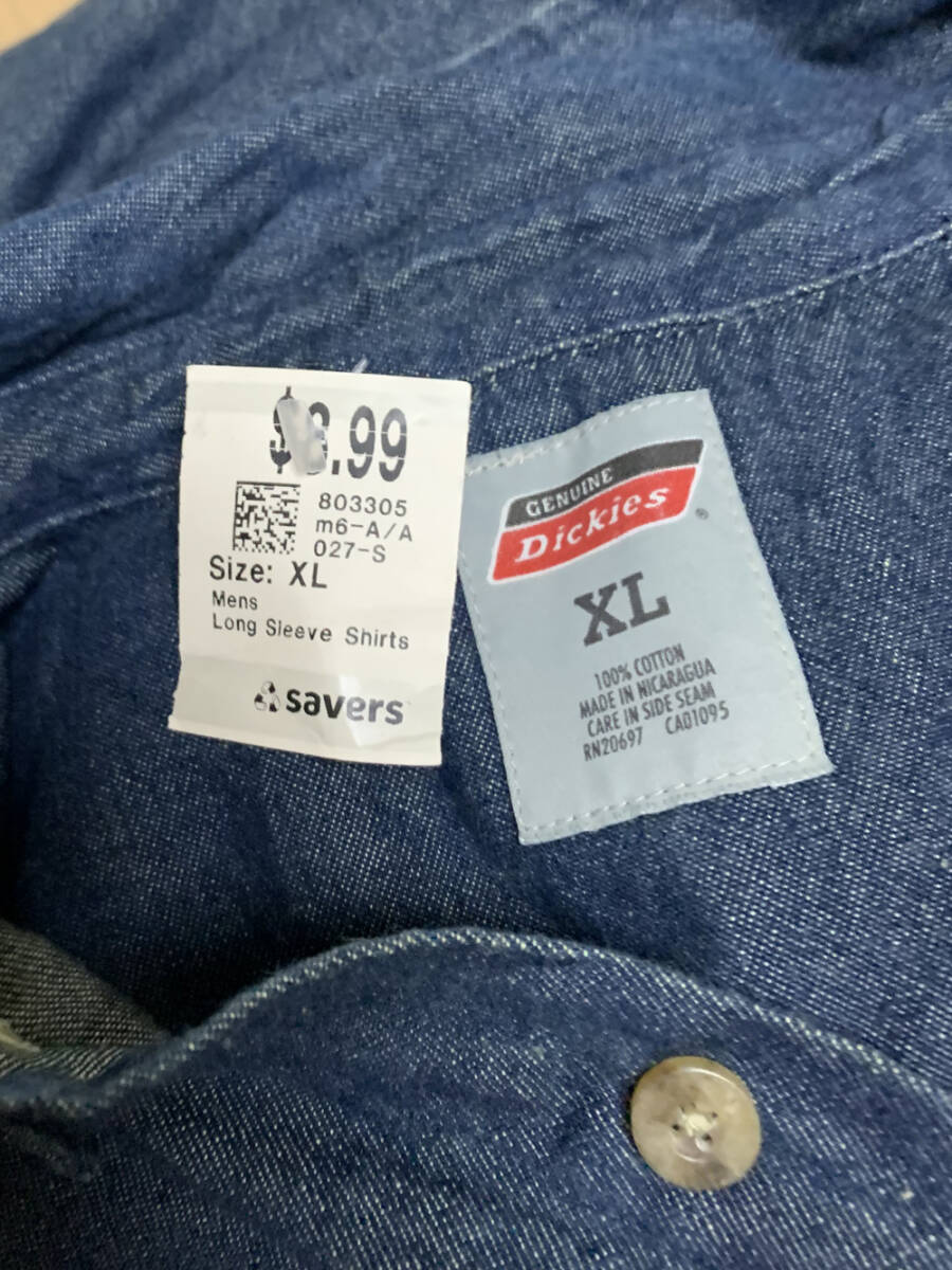 XL【Dickies|長袖シャツ】ディツキーズ デニム地 シャツ インディゴ_画像7