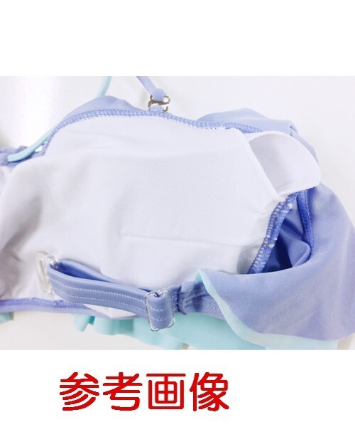 B02292L-2☆送料198円☆新品☆ラズレナ 水著 単品 レディース ダブルフリルブラトップ バンドゥ グリーン×ネイビーボーダーLサイズ 417679