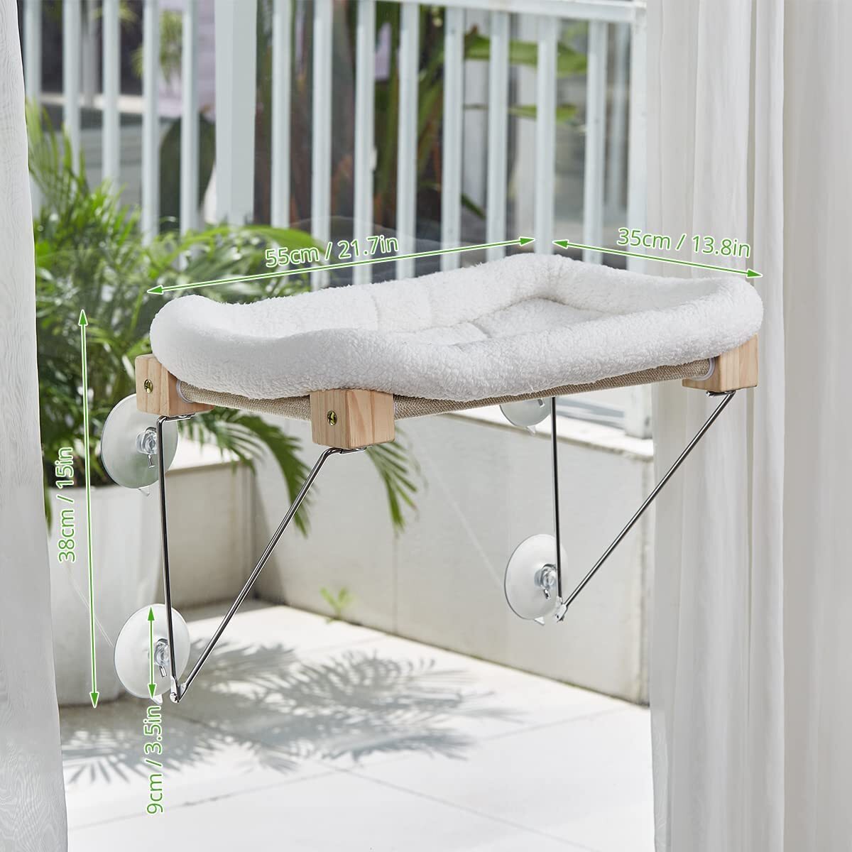 猫窓ベッド 猫用ハンモック 猫用窓枠座り台 窓掛け式猫用ステップ 吸盤タイプ 取り付け簡単 日光浴 階段 窓付け 爪とぎ 耐荷重8kgまでOK_画像2