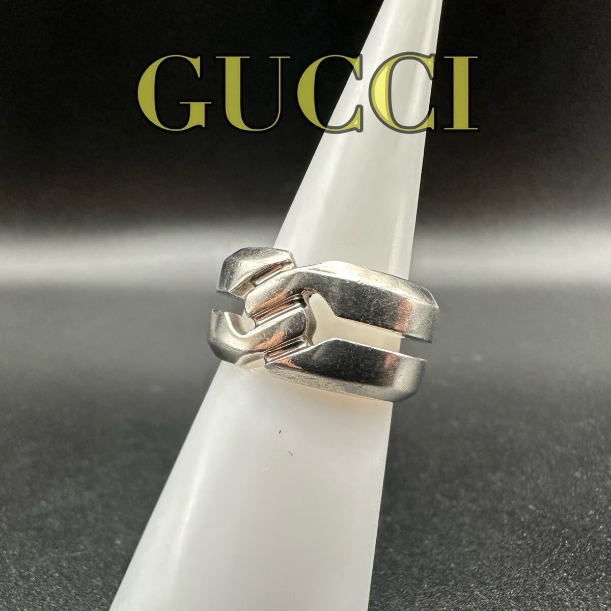 極美品 GUCCI リング 指輪 ノット ロゴ 刻印 1272_画像1