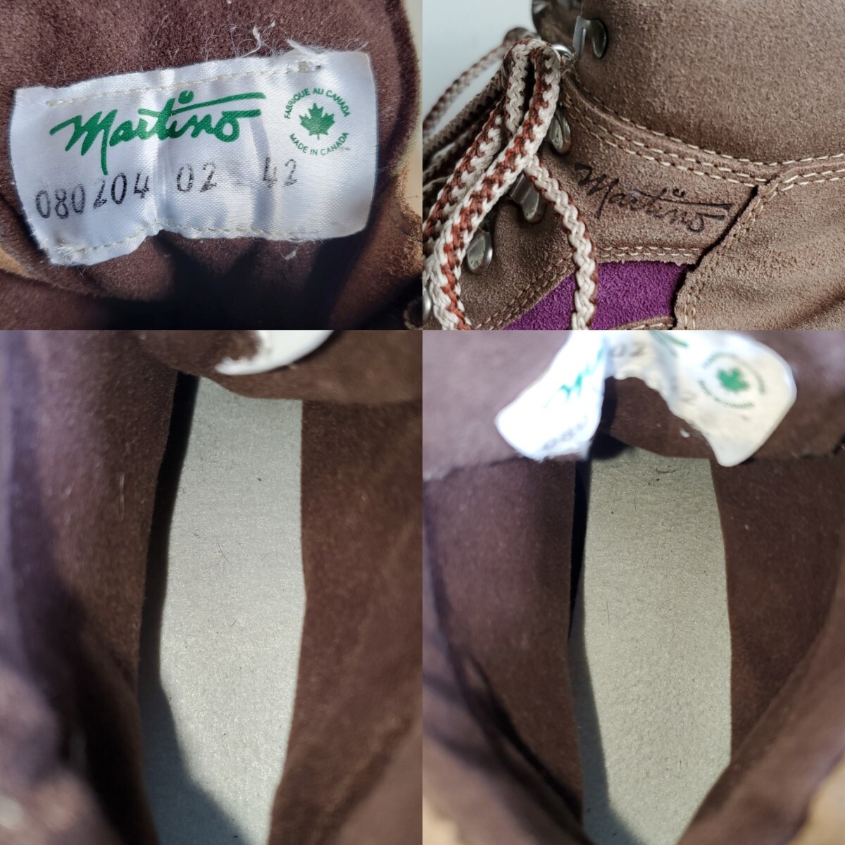 1055◆【42/27cm】カナダ製 MARTINO マティーノ トレッキングブーツ スエード ツートン パープル ブラウン 革靴 vintage 中古 USED 古着_画像7