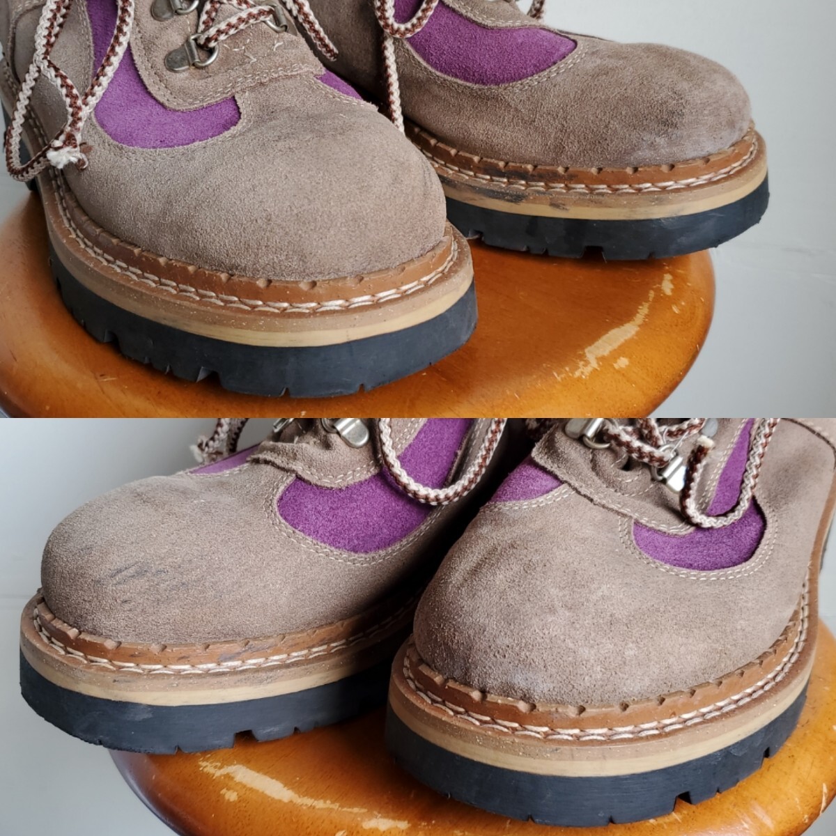 1055◆【42/27cm】カナダ製 MARTINO マティーノ トレッキングブーツ スエード ツートン パープル ブラウン 革靴 vintage 中古 USED 古着_画像8