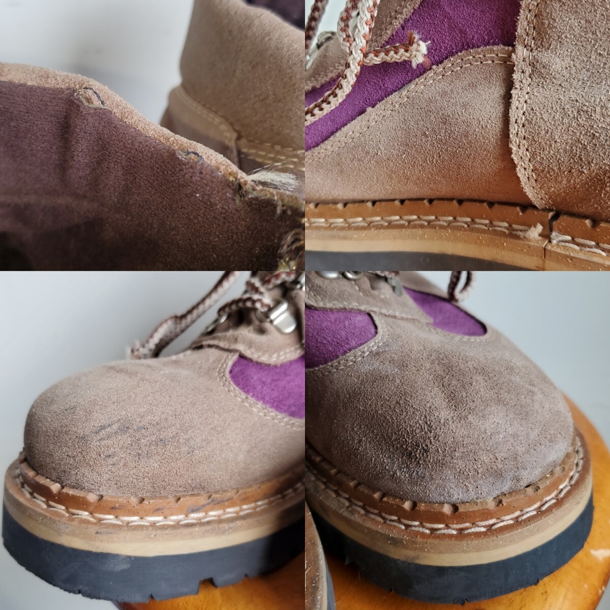 1055◆【42/27cm】カナダ製 MARTINO マティーノ トレッキングブーツ スエード ツートン パープル ブラウン 革靴 vintage 中古 USED 古着_画像10