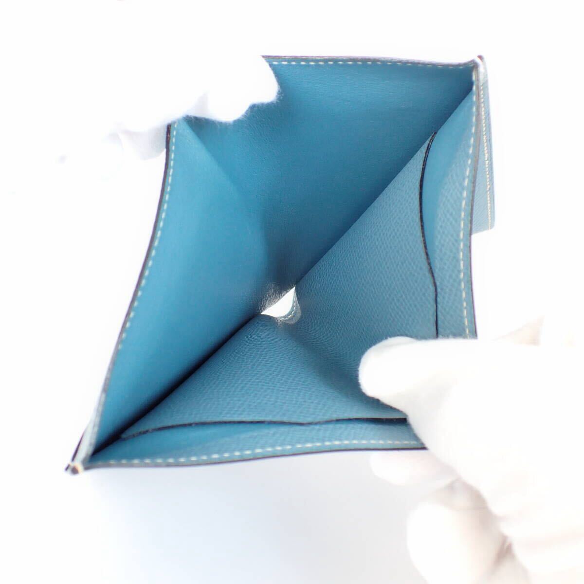 エルメス メンズ折り財(cái)布 MC2 デカルト □K刻印 ブルージーン Epsom MC2 Descartes Wallet 二つ折りカード札入れ レザーエプソン　青系