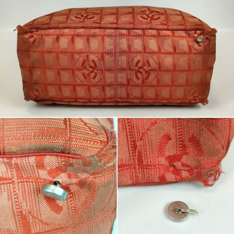 CHANEL シャネル トートバッグ ニュートラベルライン キャンバス 希少カラー レッド 赤 A4収納可能 訳あり 手提げ鞄 肩掛け レディース_画像5