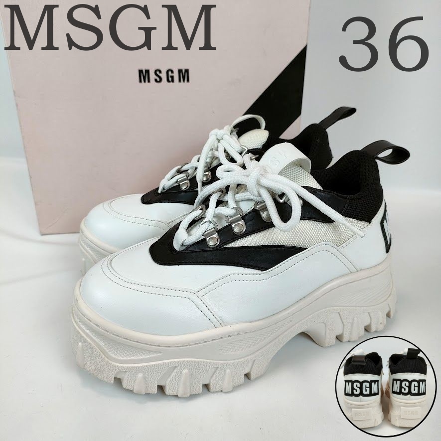 MSGM エムエスジーエム ロゴ スニーカー MSGM エムエスジーエム 厚底 デカロゴ スニーカー サイズ36 23cm