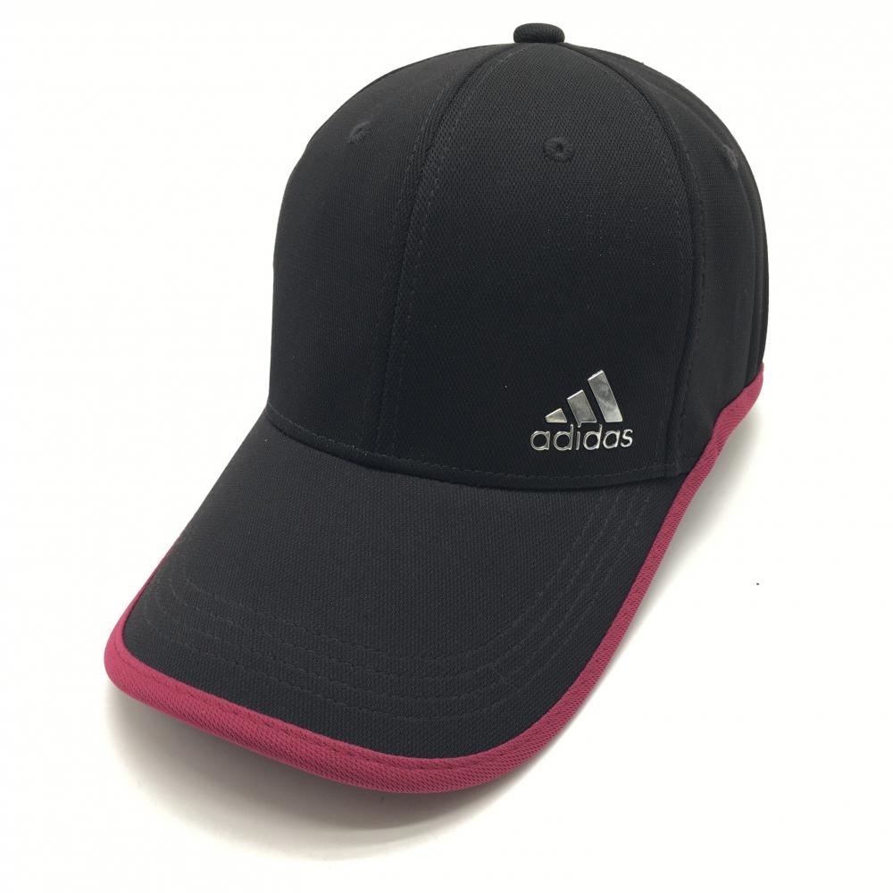アディダス キャップ 黒×ピンク シルバーロゴ フリー(56-58cm) ゴルフウェア adidas_画像1