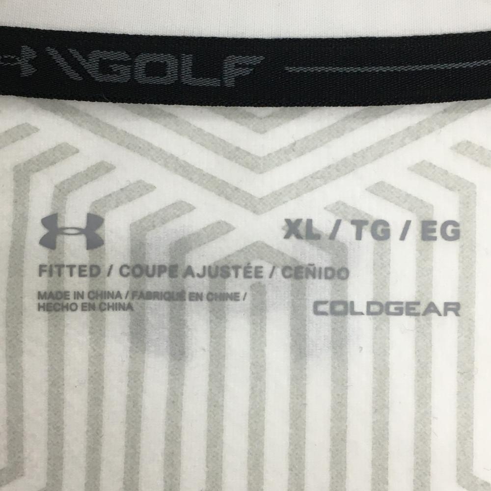 【美品】アンダーアーマー 長袖Tシャツ 白 裏柄 裏微起毛 胸元ロゴ メンズ XL/TG/EG ゴルフウェア UNDER ARMOUR_画像5