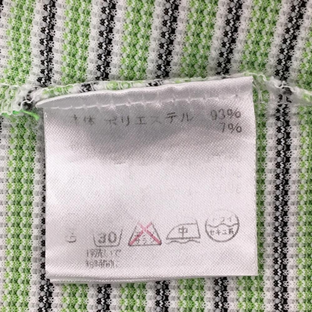 ビバハート 半袖ポロシャツ 白×ライトグリーン ボーダー ハーフジップ メンズ 50(L) ゴルフウェア VIVA HEART_画像5