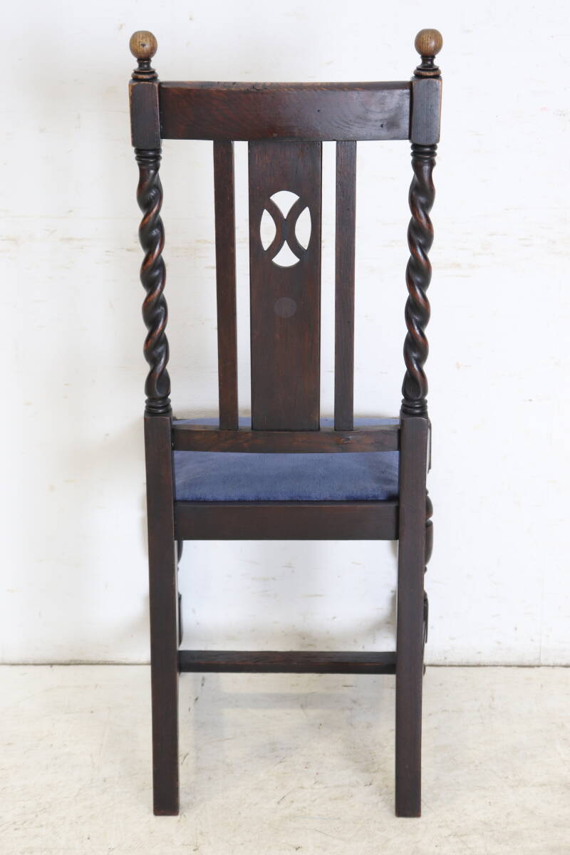 1920年代 英国アンティーク バリーシュガーツイスト ダイニングチェア 4脚セット オーク材 ねじり脚 椅子 食卓用 イギリス製 ビンテージ_画像10