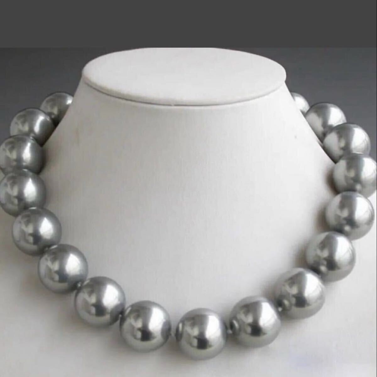 貝真珠20mm タヒチ グレー ラウンド シェル パール ネックレス 18インチ Pearl necklace グレー ラウンドshell pearl_画像4