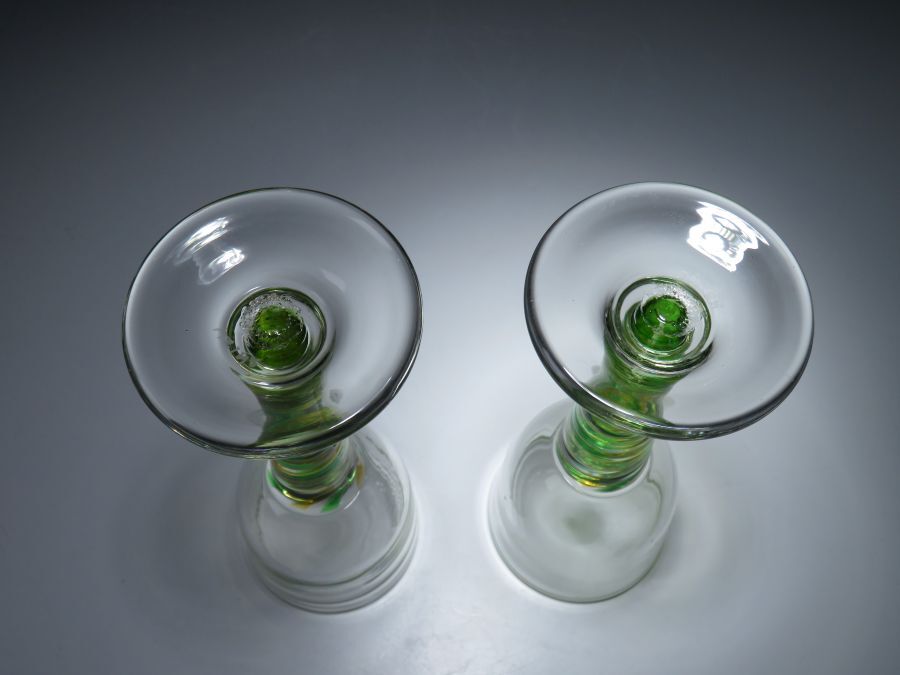 ガラス作家　舩木倭帆　shizuサイン有 ◯No.2 工芸ガラス作家 舩木倭帆 カラーツイストワイングラス2客