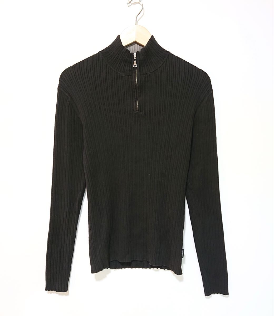 h4045gg Calvin Klein Jeans/カルバンクラインジーンズ サイズM ハーフジップアッププルオーバー ブラック メンズ 伸縮性 オンワード 古着_画像1