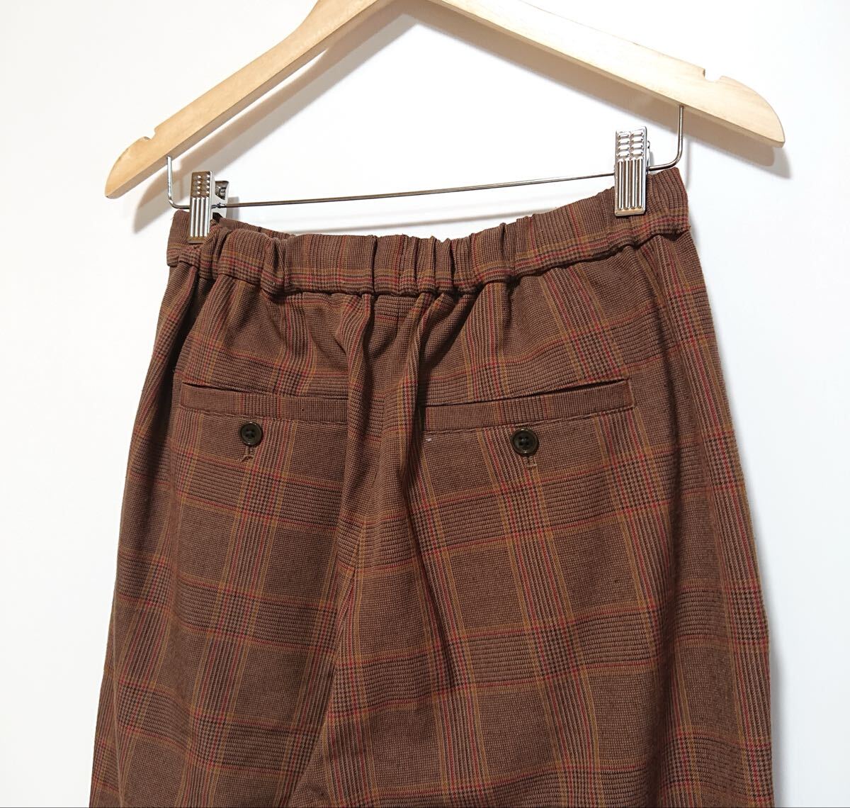 h3952gg ユナイテッドアローズ グリーンレーベル リラクシング green label relaxing サイズ40(L位) パンツ チェック ブラウン レディース_画像6
