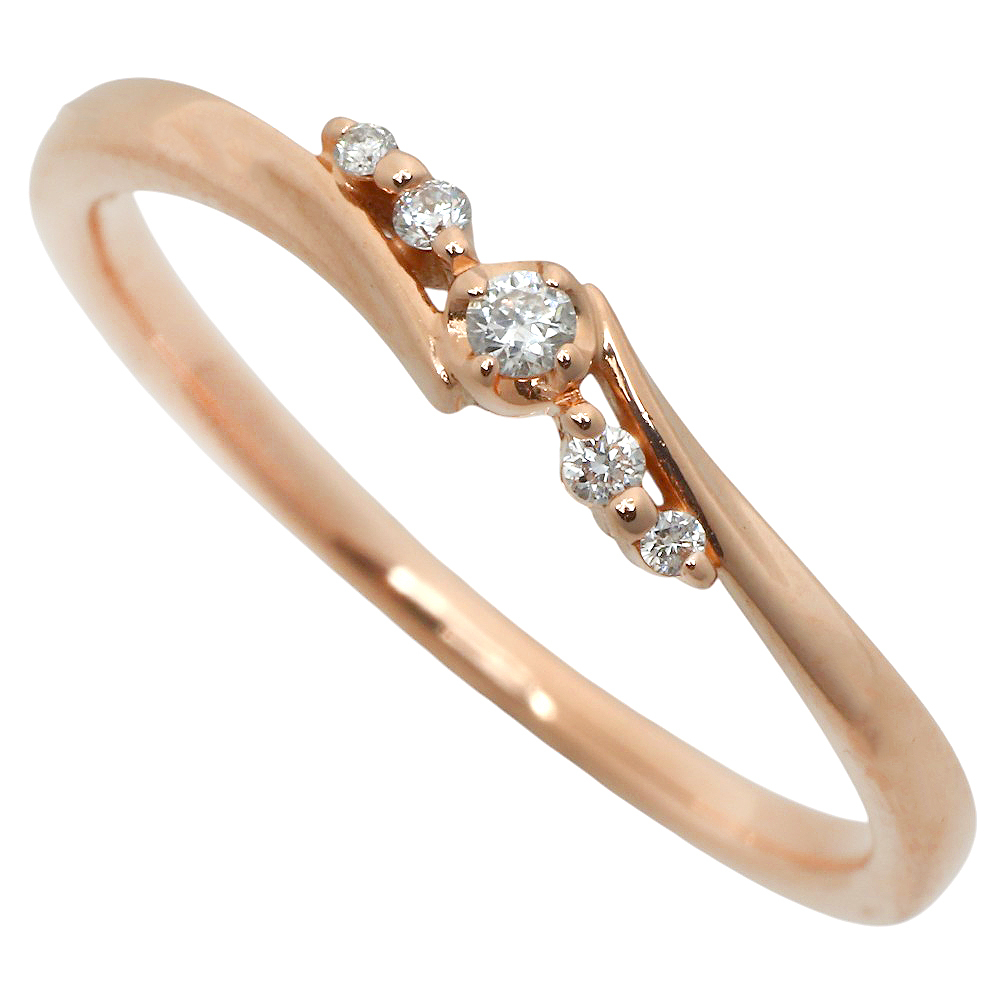 【本物保証】 新品同様 カナル ヨンドシー canal 4℃ 1.2g リング 指輪 K10PG ピンクゴールド メレダイヤモンド 約9号 シンプル_画像1