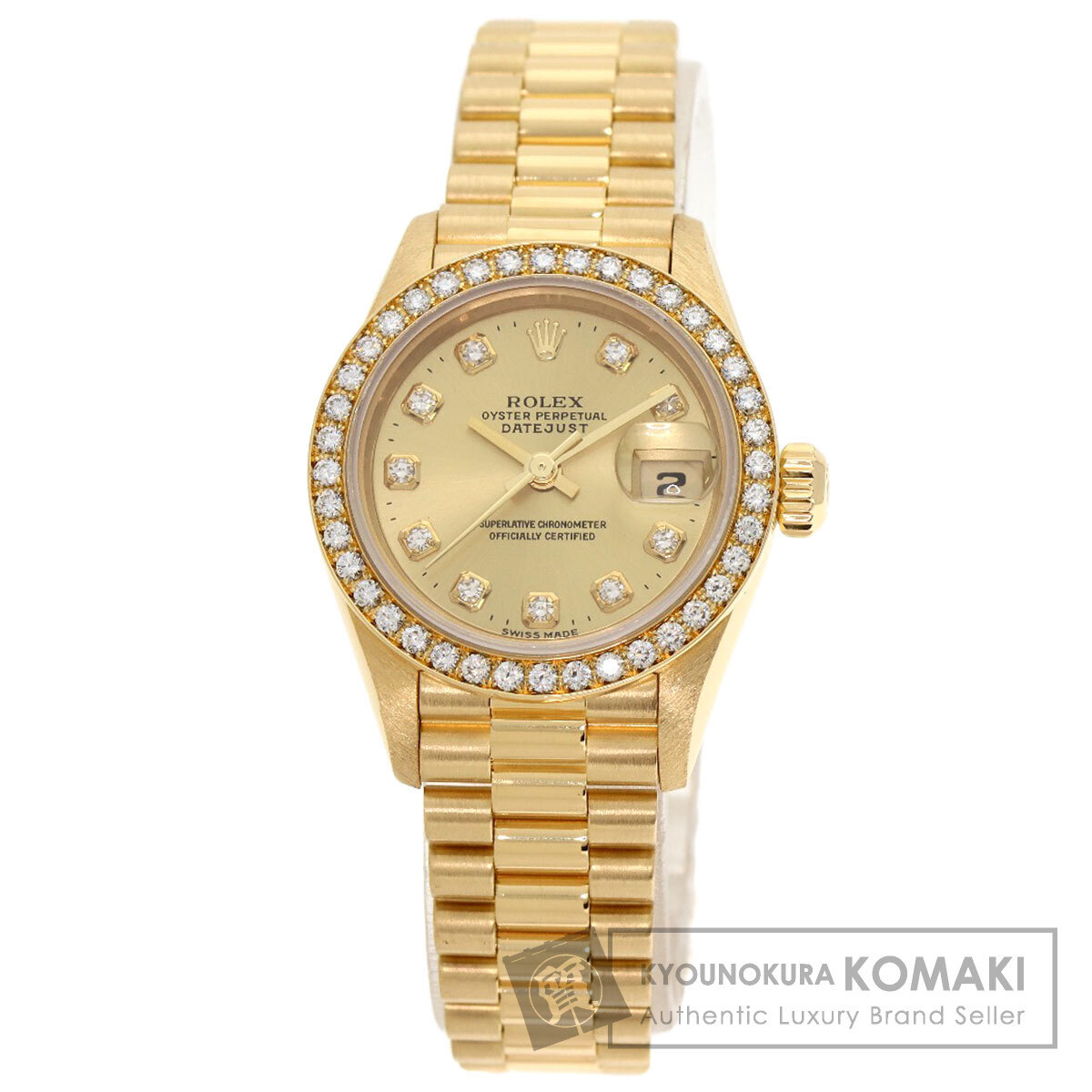 ROLEX ロレックス 69138G デイトジャスト 10P ダイヤモンド 腕時計 K18イエローゴールド K18YG ダイヤモンド レディース 中古_画像1
