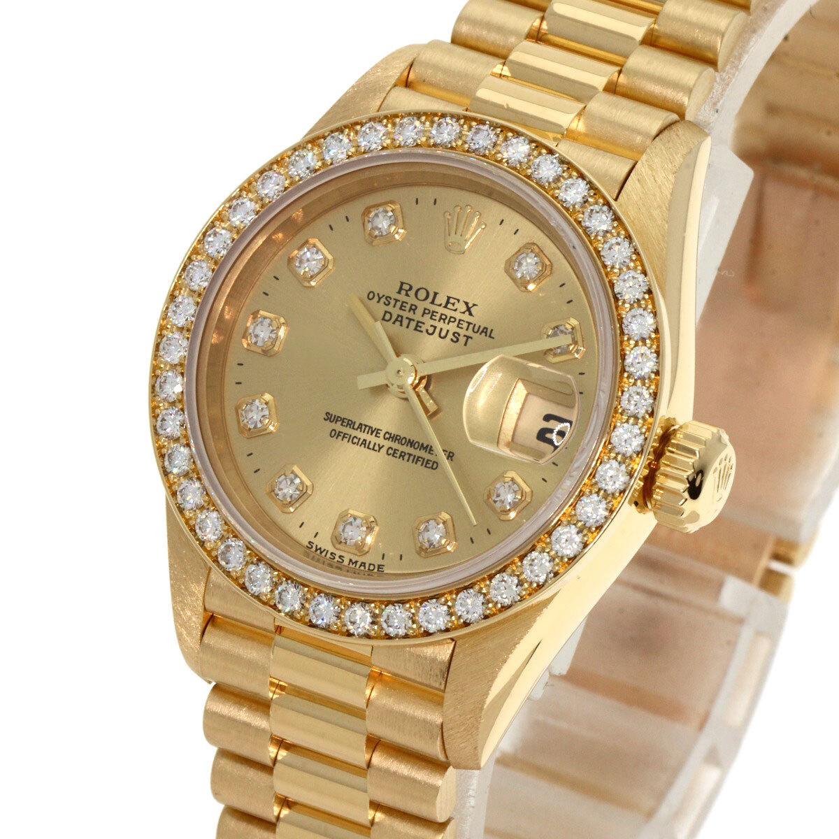 ROLEX ロレックス 69138G デイトジャスト 10P ダイヤモンド 腕時計 K18イエローゴールド K18YG ダイヤモンド レディース 中古_画像3