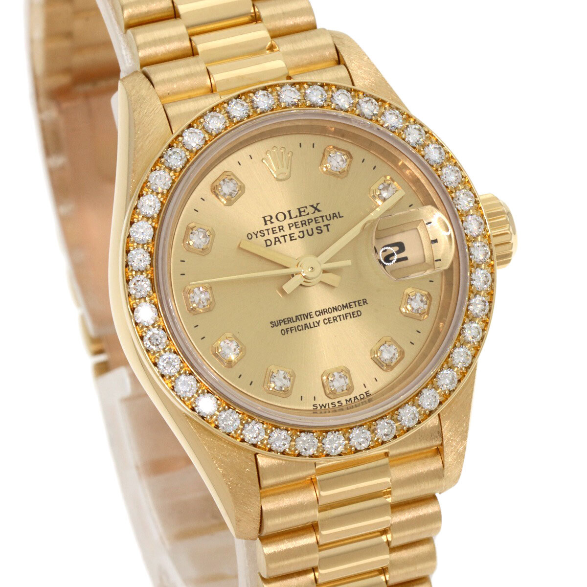 ROLEX ロレックス 69138G デイトジャスト 10P ダイヤモンド 腕時計 K18イエローゴールド K18YG ダイヤモンド レディース 中古_画像4