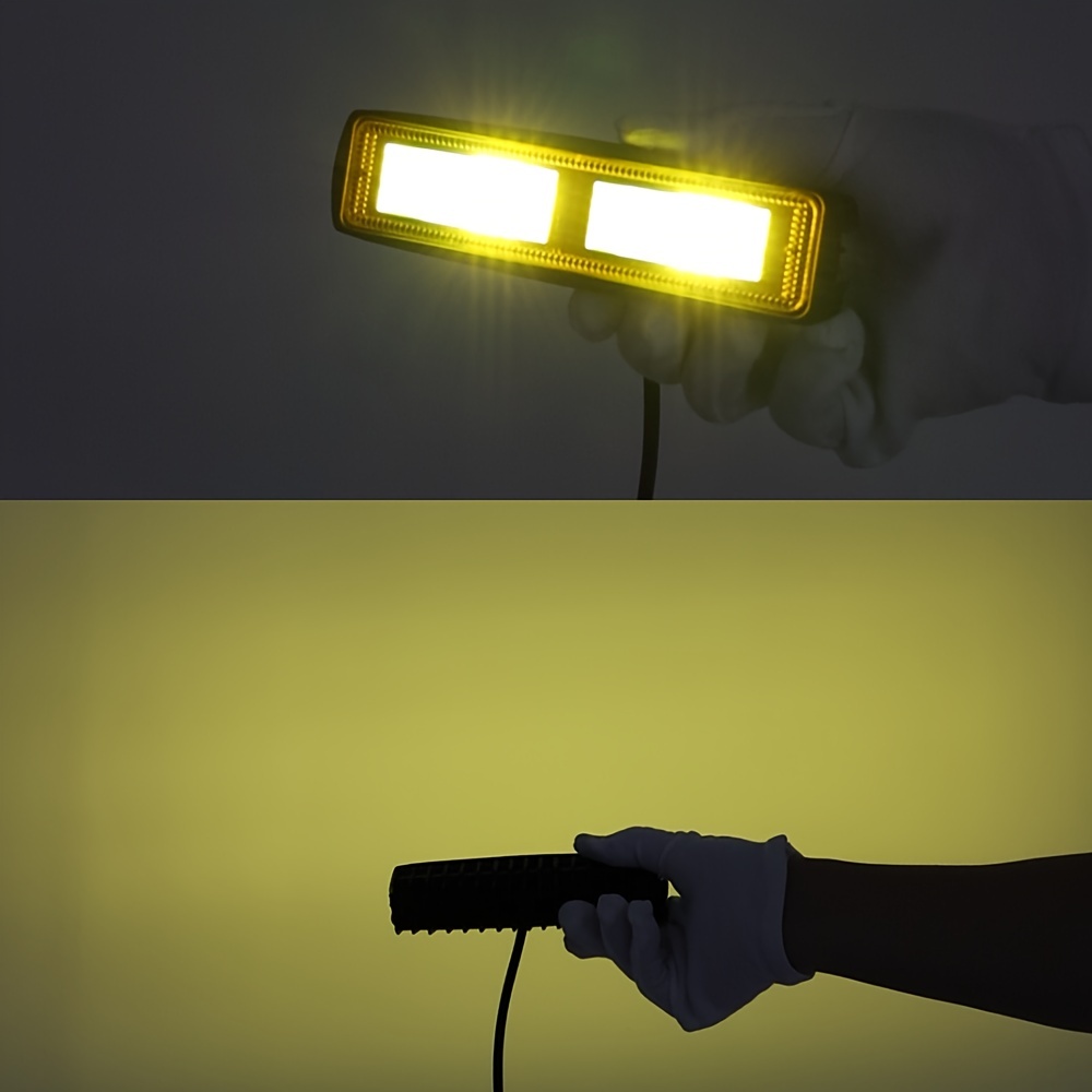 2個セット 車用 ヘッドライト LEDライト 補助ライト14.5cm バイク用 16LED 48W イエロー 黄色 12V カーライト おしゃれ 明るい t7850_画像5