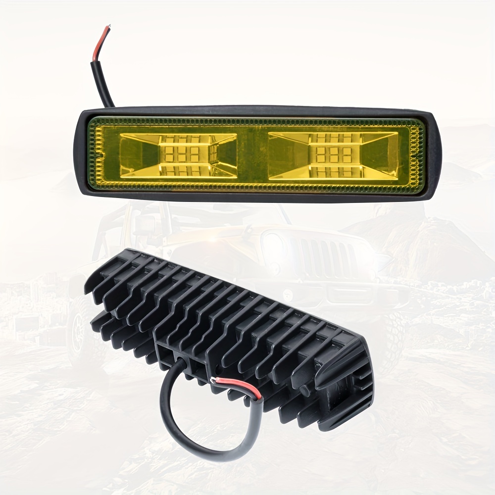 2個セット 車用 ヘッドライト LEDライト 補助ライト14.5cm バイク用 16LED 48W イエロー 黄色 12V カーライト おしゃれ 明るい t7850_画像3