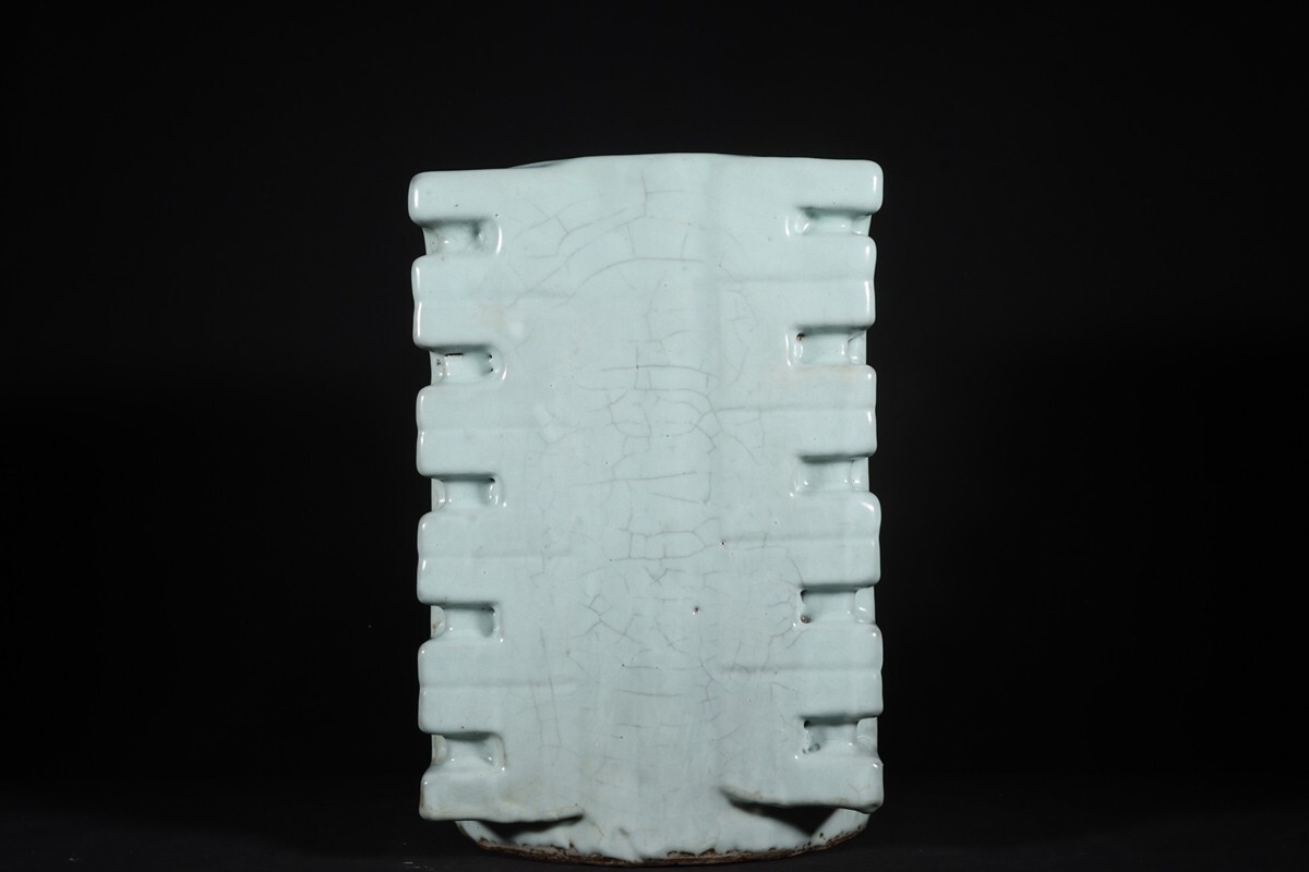 官釉宗式瓶 宋 官窯 陶磁器 粉青釉 琮式瓶 (原片石膏修復)」染付