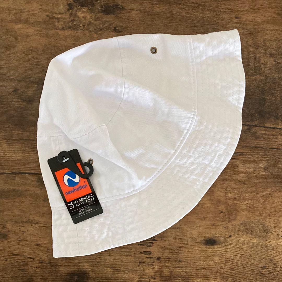 【ニューハッタン】新品未使用 コットン バケットハット 男女兼用 白 ホワイト S/Mサイズ_画像2
