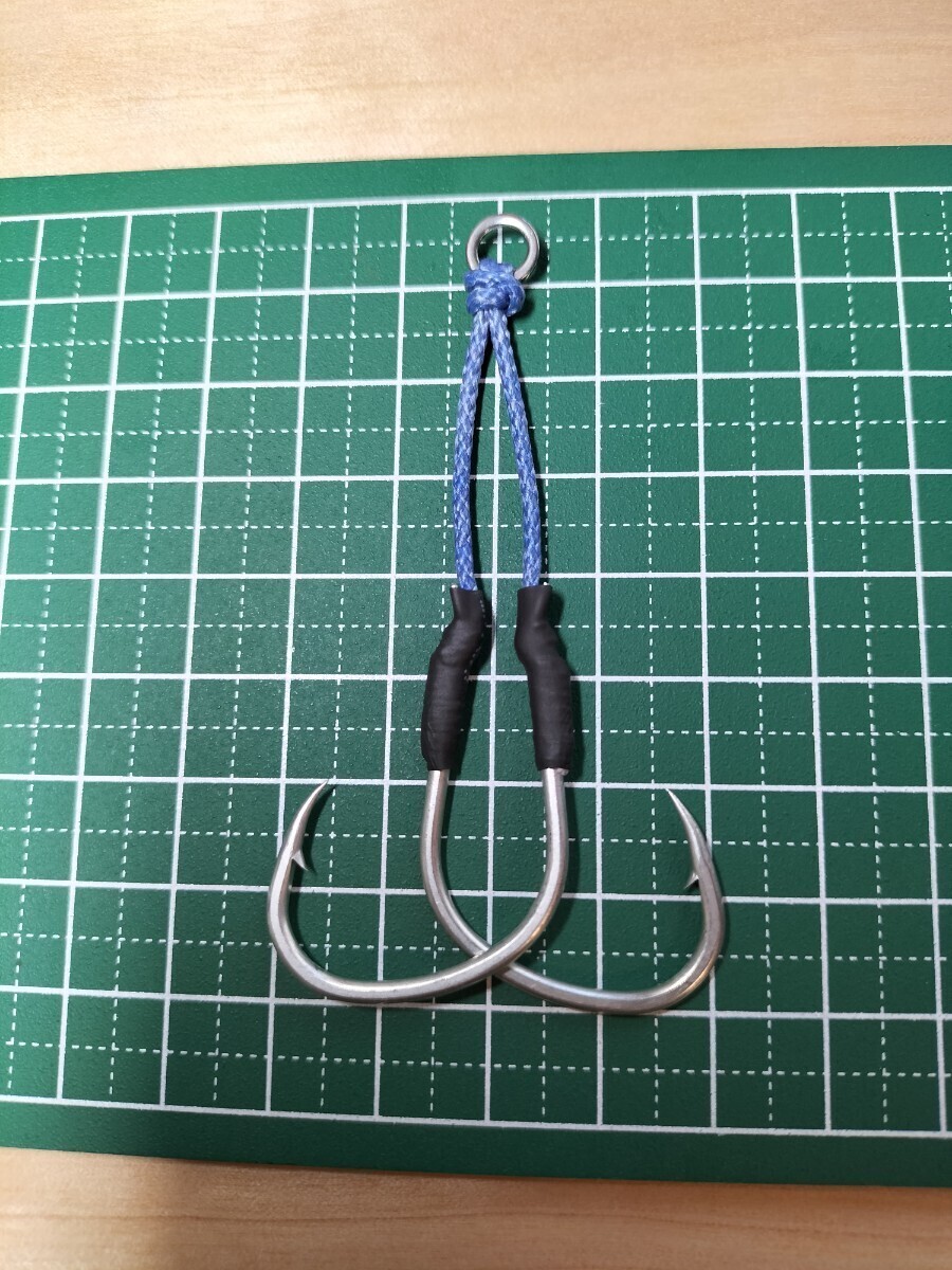 3/0 D-stream GUN'Sフック ツインアシスト3cm (自作品)4組セット 青物ジギング対応_画像3