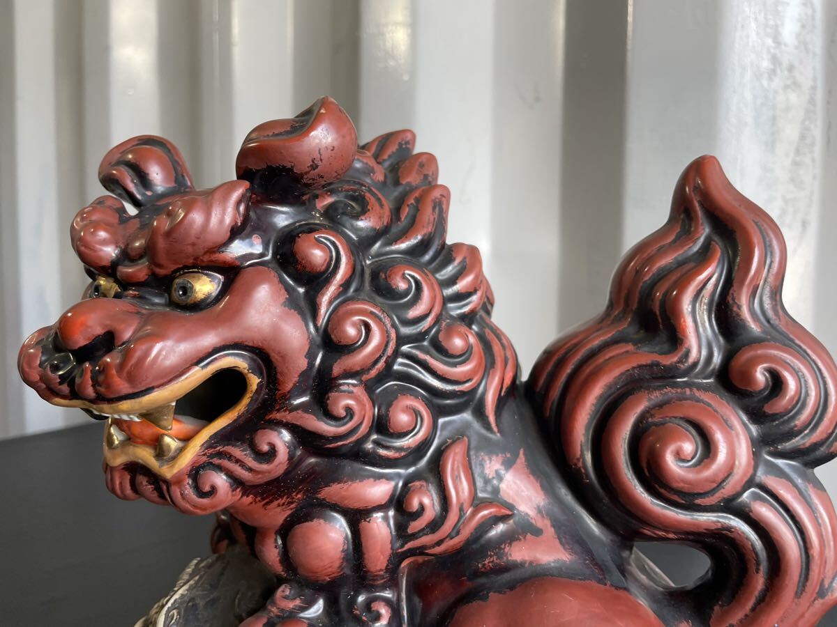 ♦絶品九谷焼 須栄義造 獅子 狛犬 魔除 厄除 縁起物 置物ディスプレイ骨董品 九谷焼 骨董 民芸品 宝獅子 魔除け獅子 縁起物 獅子 狛犬 置物