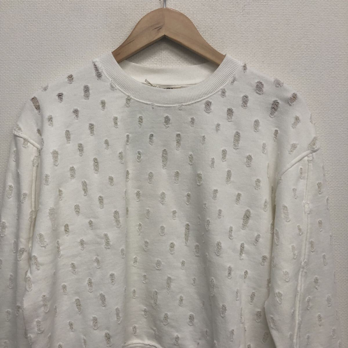タグ付き★【unfil】アンフィル★スウェット サイズ1 ホワイト WVSP-UW116 リップドメッシュ コットンテリースウェット 08_画像2
