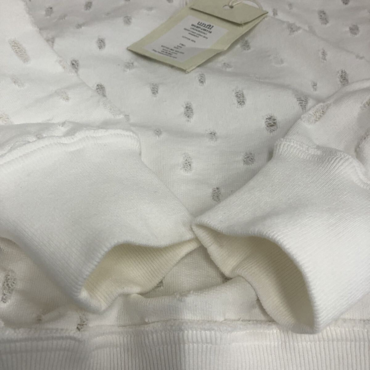 タグ付き★【unfil】アンフィル★スウェット サイズ1 ホワイト WVSP-UW116 リップドメッシュ コットンテリースウェット 08_画像5