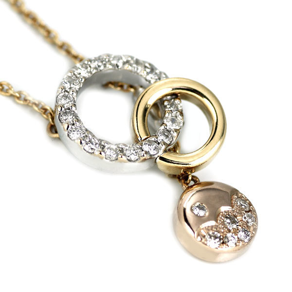  Vendome Aoyama K18 YG/WG/PG бриллиант подвеска колье 0.21ct